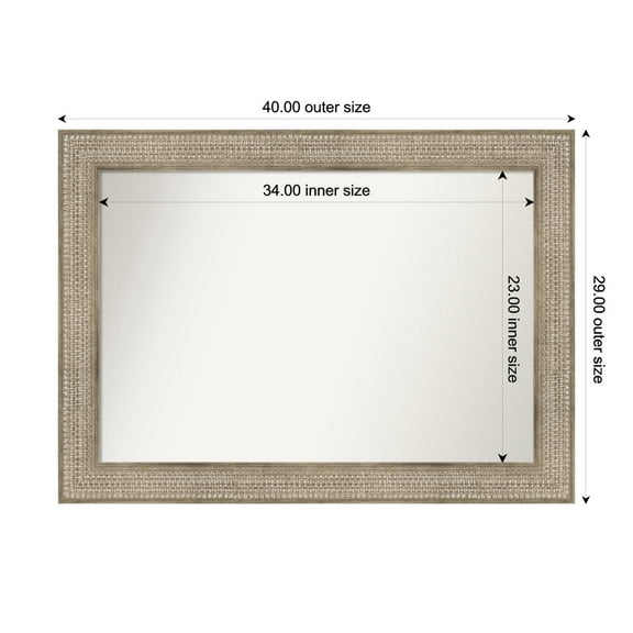 Amanti Art Custom Wall and Bathroom Mirror (29 x 40 in.), Trellis Silver Frame