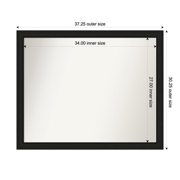 Amanti Art Custom Wall and Bathroom Mirror (30.25 x 37.25 in.), Midnight Black Narrow Frame