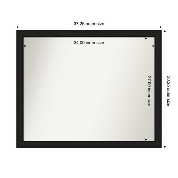 Amanti Art Custom Wall and Bathroom Mirror (30.25 x 37.25 in.), Midnight Black Narrow Frame