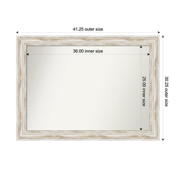 Amanti Art Custom Wall and Bathroom Mirror (30.25 x 41.25 in.), Alexandria White Wash Frame