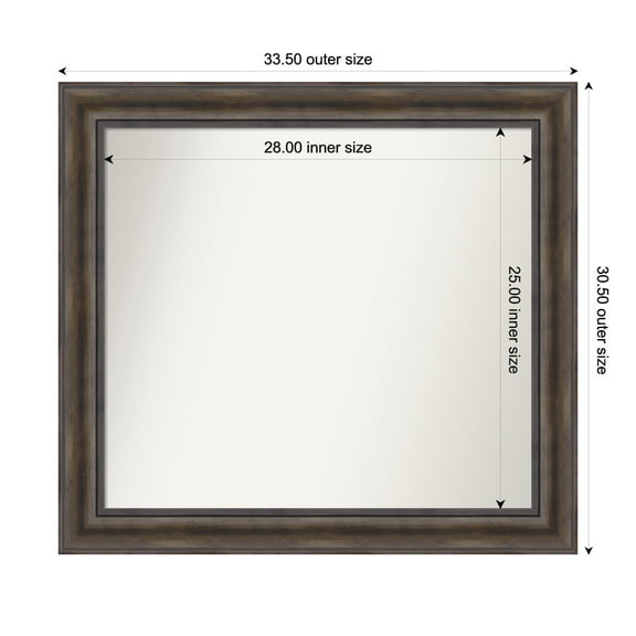 Amanti Art Custom Wall and Bathroom Mirror (30.5 x 33.5 in.), Rustic Pine Brown Frame