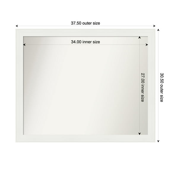 Amanti Art Custom Wall and Bathroom Mirror (30.5 x 37.5 in.), Vanity White Narrow Frame