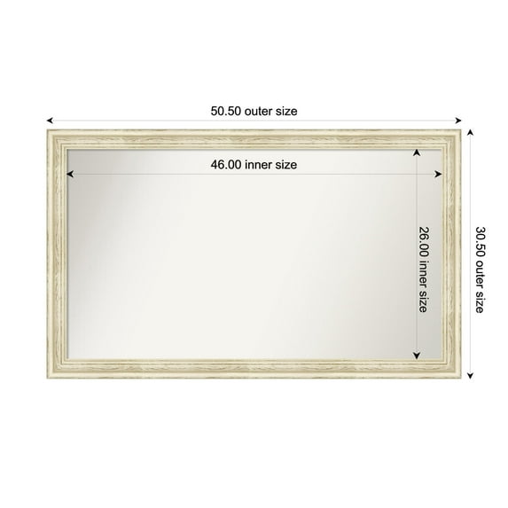 Amanti Art Custom Wall and Bathroom Mirror (30.5 x 50.5 in.), Country White Wash Frame