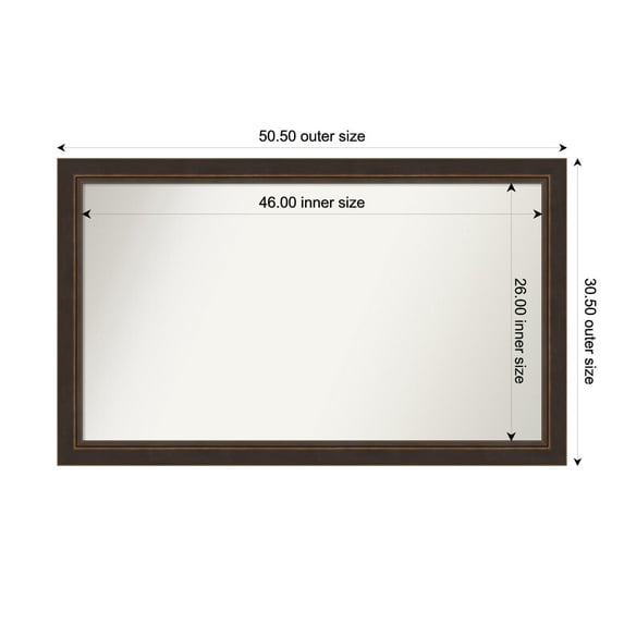 Amanti Art Custom Wall and Bathroom Mirror (30.5 x 50.5 in.), Lara Bronze Frame