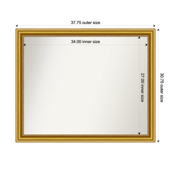 Amanti Art Custom Wall and Bathroom Mirror (30.75 x 37.75 in.), Townhouse Gold Frame