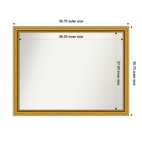 Amanti Art Custom Wall and Bathroom Mirror (30.75 x 39.75 in.), Townhouse Gold Frame