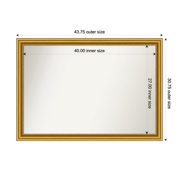 Amanti Art Custom Wall and Bathroom Mirror (30.75 x 43.75 in.), Townhouse Gold Frame
