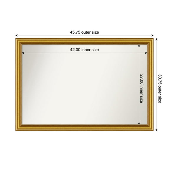 Amanti Art Custom Wall and Bathroom Mirror (30.75 x 45.75 in.), Townhouse Gold Frame