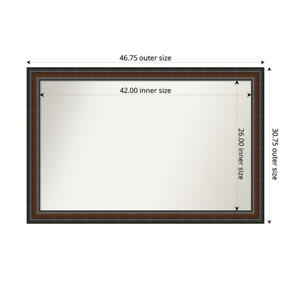 Amanti Art Custom Wall and Bathroom Mirror (30.75 x 46.75 in.), Cyprus Walnut Frame