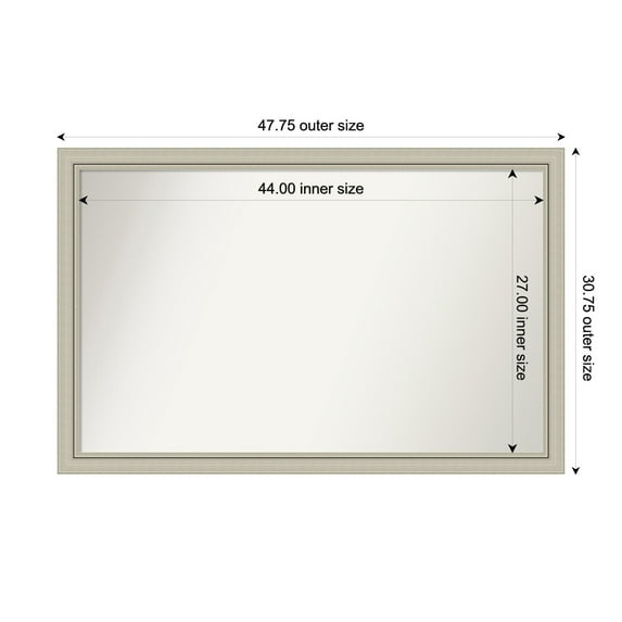 Amanti Art Custom Wall and Bathroom Mirror (30.75 x 47.75 in.), Romano Silver Narrow Frame