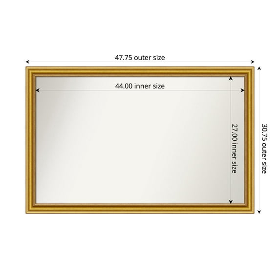 Amanti Art Custom Wall and Bathroom Mirror (30.75 x 47.75 in.), Townhouse Gold Frame