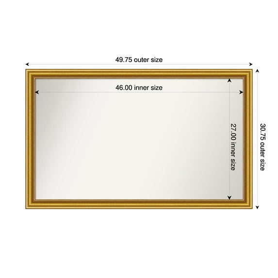 Amanti Art Custom Wall and Bathroom Mirror (30.75 x 49.75 in.), Townhouse Gold Frame