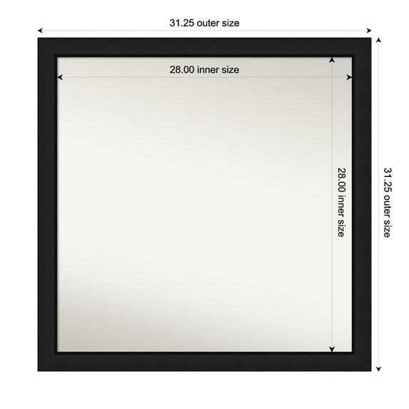 Amanti Art Custom Wall and Bathroom Mirror (31.25 x 31.25 in.), Midnight Black Narrow Frame
