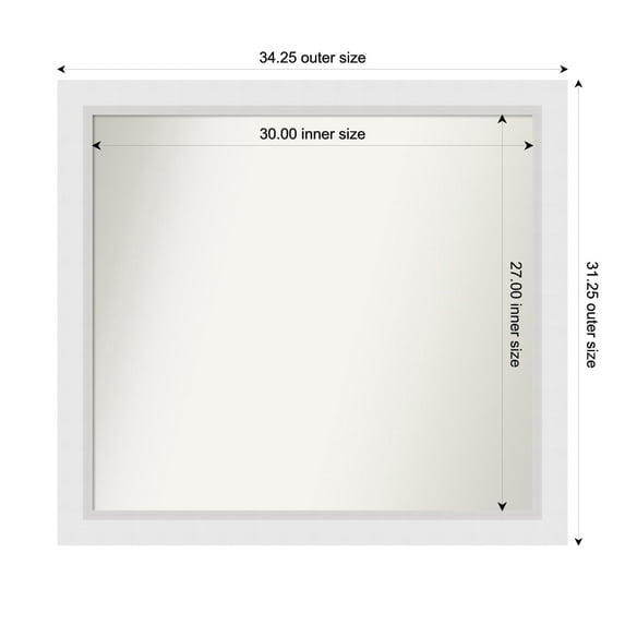 Amanti Art Custom Wall and Bathroom Mirror (31.25 x 34.25 in.), Blanco White Frame