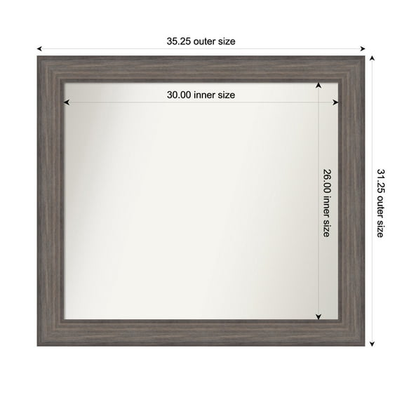 Amanti Art Custom Wall and Bathroom Mirror (31.25 x 35.25 in.), Country Barnwood Frame