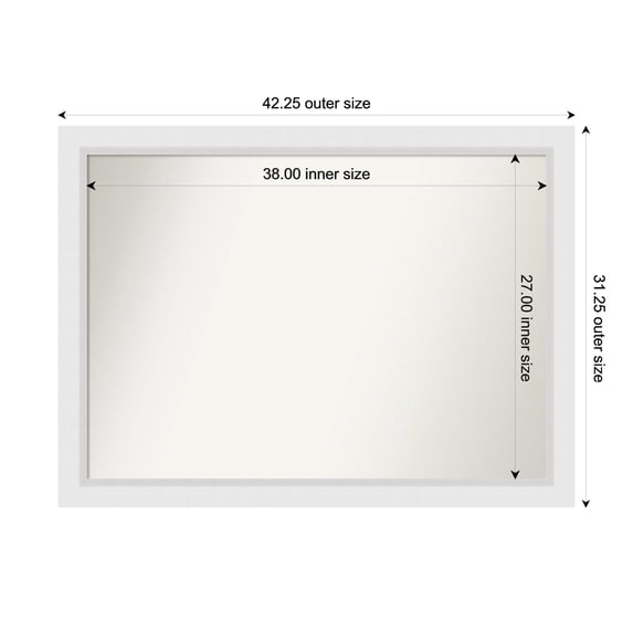 Amanti Art Custom Wall and Bathroom Mirror (31.25 x 42.25 in.), Blanco White Frame