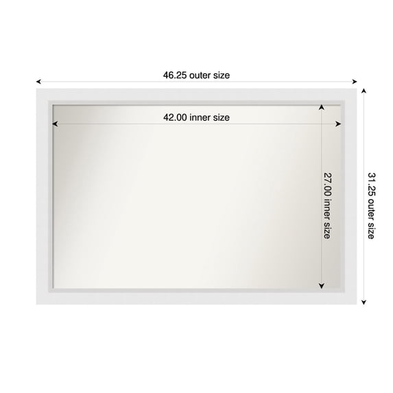 Amanti Art Custom Wall and Bathroom Mirror (31.25 x 46.25 in.), Blanco White Frame