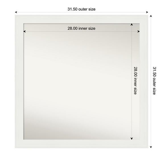 Amanti Art Custom Wall and Bathroom Mirror (31.5 x 31.5 in.), Vanity White Narrow Frame