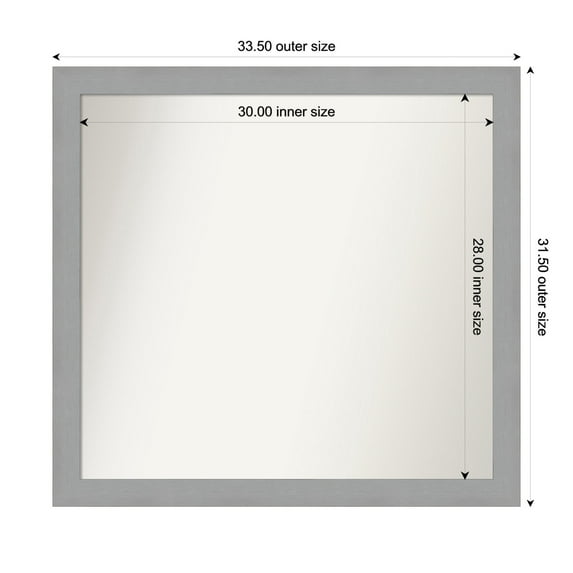 Amanti Art Custom Wall and Bathroom Mirror (31.5 x 33.5 in.), Brushed Nickel Frame