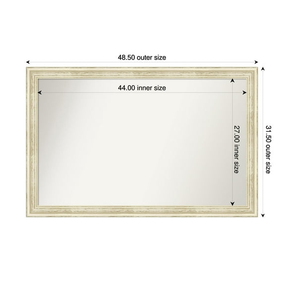Amanti Art Custom Wall and Bathroom Mirror (31.5 x 48.5 in.), Country White Wash Frame