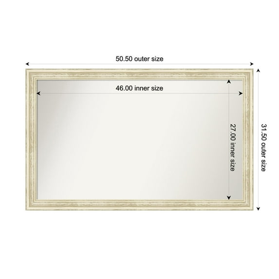 Amanti Art Custom Wall and Bathroom Mirror (31.5 x 50.5 in.), Country White Wash Frame