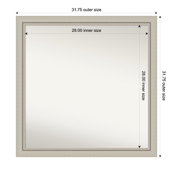 Amanti Art Custom Wall and Bathroom Mirror (31.75 x 31.75 in.), Romano Silver Narrow Frame