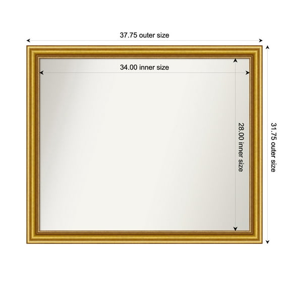 Amanti Art Custom Wall and Bathroom Mirror (31.75 x 37.75 in.), Townhouse Gold Frame