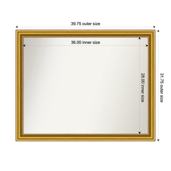 Amanti Art Custom Wall and Bathroom Mirror (31.75 x 39.75 in.), Townhouse Gold Frame