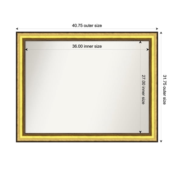 Amanti Art Custom Wall and Bathroom Mirror (31.75 x 40.75 in.), Vegas Gold Frame