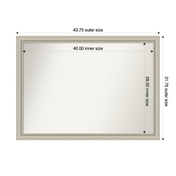 Amanti Art Custom Wall and Bathroom Mirror (31.75 x 43.75 in.), Romano Silver Narrow Frame
