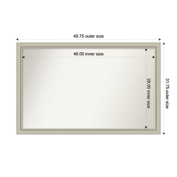 Amanti Art Custom Wall and Bathroom Mirror (31.75 x 49.75 in.), Romano Silver Narrow Frame