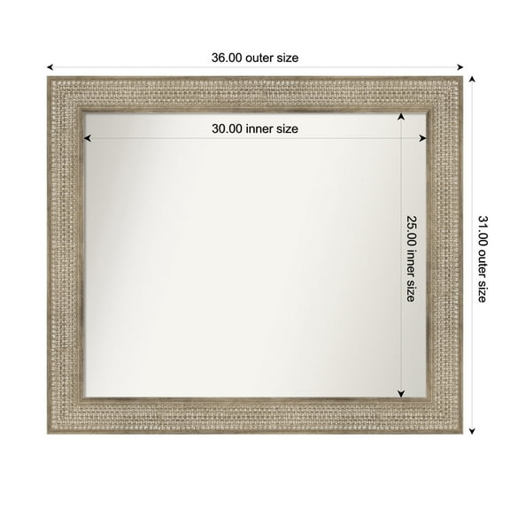 Amanti Art Custom Wall and Bathroom Mirror (31 x 36 in.), Trellis Silver Frame