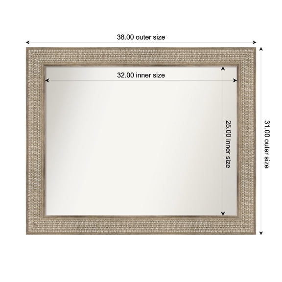 Amanti Art Custom Wall and Bathroom Mirror (31 x 38 in.), Trellis Silver Frame