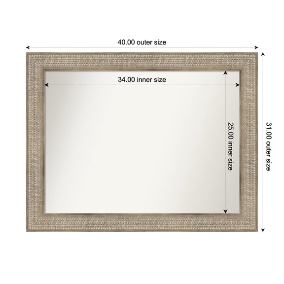 Amanti Art Custom Wall and Bathroom Mirror (31 x 40 in.), Trellis Silver Frame