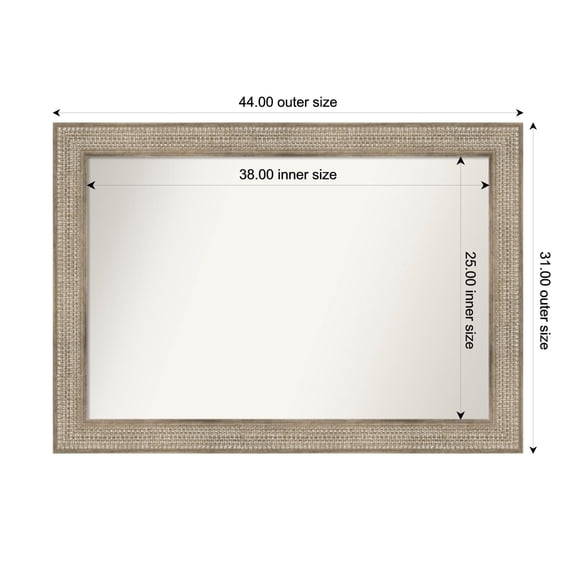 Amanti Art Custom Wall and Bathroom Mirror (31 x 44 in.), Trellis Silver Frame