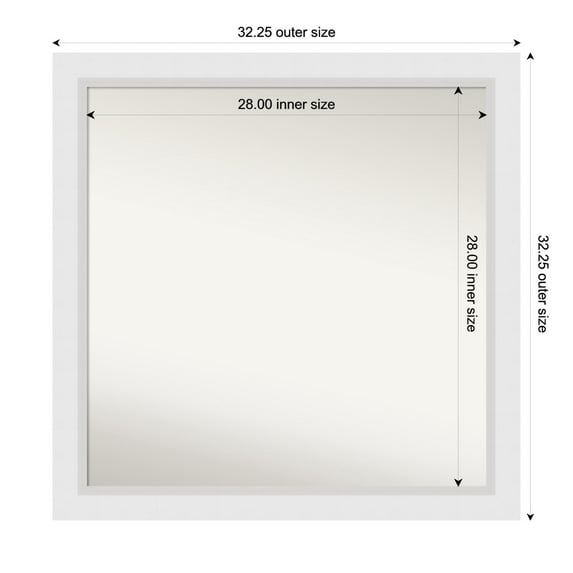 Amanti Art Custom Wall and Bathroom Mirror (32.25 x 32.25 in.), Blanco White Frame