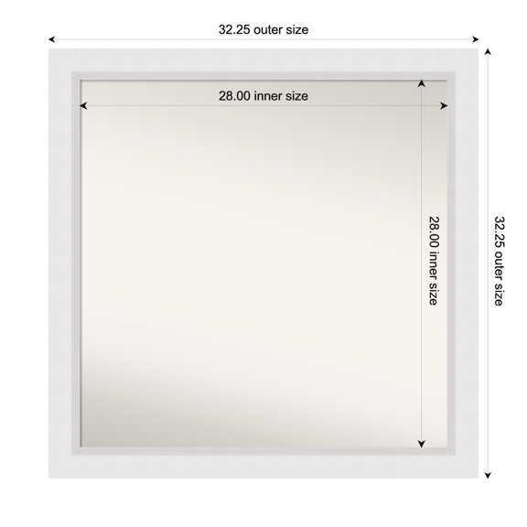 Amanti Art Custom Wall and Bathroom Mirror (32.25 x 32.25 in.), Blanco White Frame