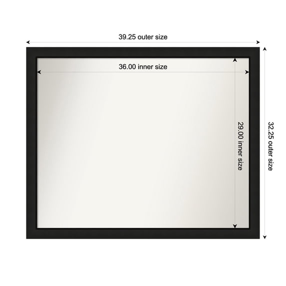 Amanti Art Custom Wall and Bathroom Mirror (32.25 x 39.25 in.), Midnight Black Narrow Frame