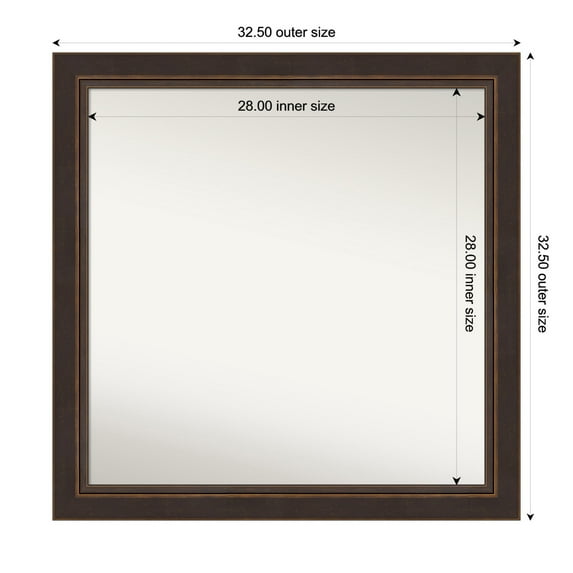 Amanti Art Custom Wall and Bathroom Mirror (32.5 x 32.5 in.), Lara Bronze Frame
