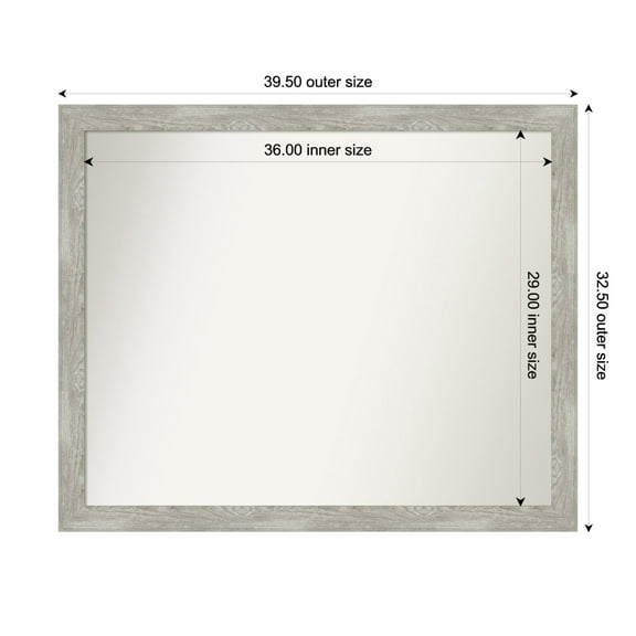 Amanti Art Custom Wall and Bathroom Mirror (32.5 x 39.5 in.), Dove Greywash Narrow Frame
