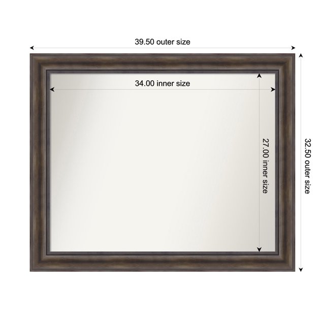 Amanti Art Custom Wall and Bathroom Mirror (32.5 x 39.5 in.), Rustic Pine Brown Frame