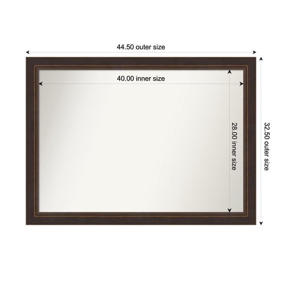 Amanti Art Custom Wall and Bathroom Mirror (32.5 x 44.5 in.), Lara Bronze Frame