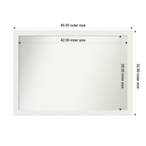 Amanti Art Custom Wall and Bathroom Mirror (32.5 x 45.5 in.), Vanity White Narrow Frame