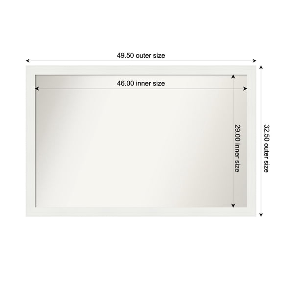 Amanti Art Custom Wall and Bathroom Mirror (32.5 x 49.5 in.), Vanity White Narrow Frame