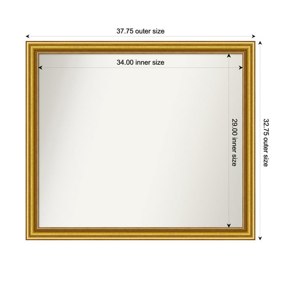 Amanti Art Custom Wall and Bathroom Mirror (32.75 x 37.75 in.), Townhouse Gold Frame