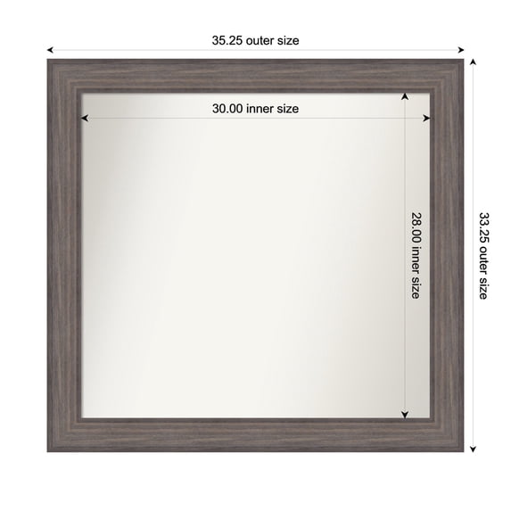 Amanti Art Custom Wall and Bathroom Mirror (33.25 x 35.25 in.), Country Barnwood Frame