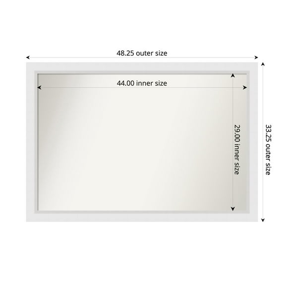 Amanti Art Custom Wall and Bathroom Mirror (33.25 x 48.25 in.), Blanco White Frame