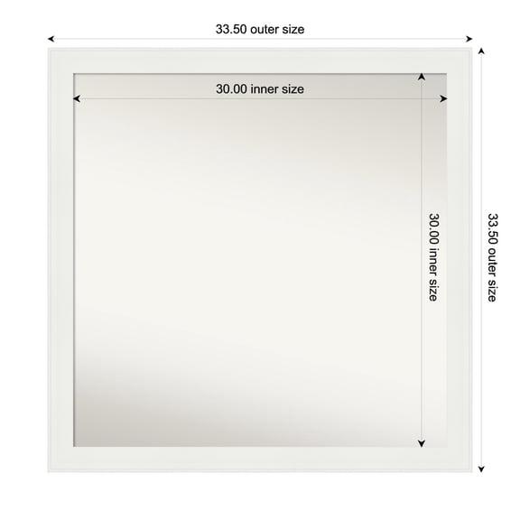 Amanti Art Custom Wall and Bathroom Mirror (33.5 x 33.5 in.), Vanity White Narrow Frame
