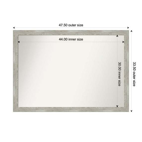 Amanti Art Custom Wall and Bathroom Mirror (33.5 x 47.5 in.), Dove Greywash Narrow Frame