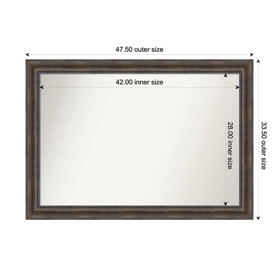 Amanti Art Custom Wall and Bathroom Mirror (33.5 x 47.5 in.), Rustic Pine Brown Frame